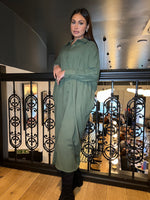 Matera Green Long Sleeve Shirt Dress